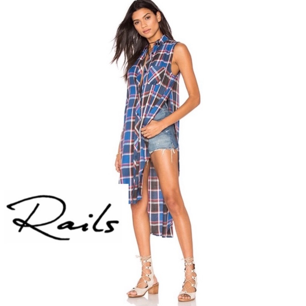 Rails Navy Blue Plaid Jordyn Tunic High low